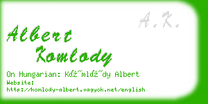 albert komlody business card